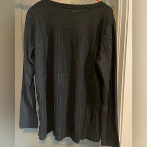 Black Ribbed Long Sleeve Top